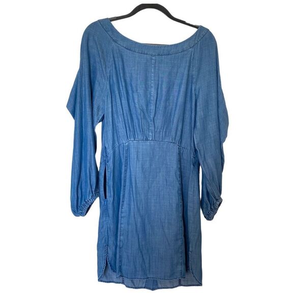 CURRENT AIR Denim Chambray Button Down Skirt Long Sleeve Dress Size Medium - Picture 2 of 6